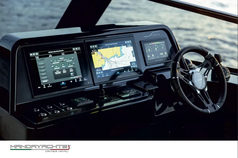  Yacht Photos Pics 2025 MandaYachts S05 dashboard with advanced navigation and control systems.