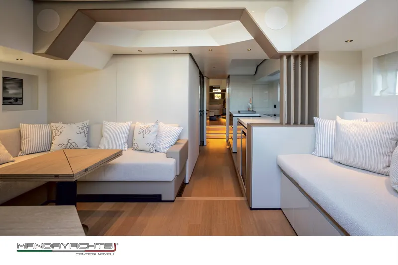  Yacht Photos Pics Luxurious interior of 2025 MandaYachts S05, featuring elegant seating and modern design.