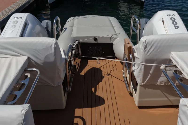  Yacht Photos Pics Catana YOT 41 (2025) yacht deck with twin 400 HP engines, docked at marina.