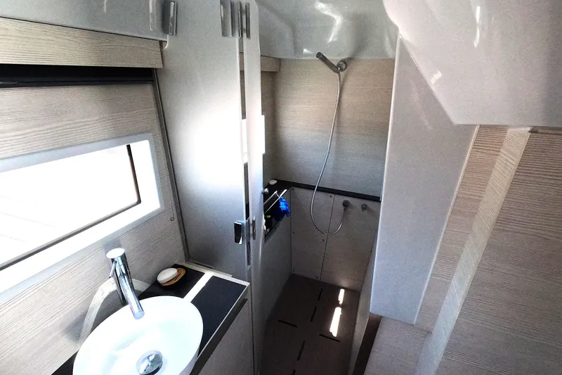  Yacht Photos Pics Modern bathroom interior of 2025 Catana YOT 41 yacht with sleek design and fixtures.