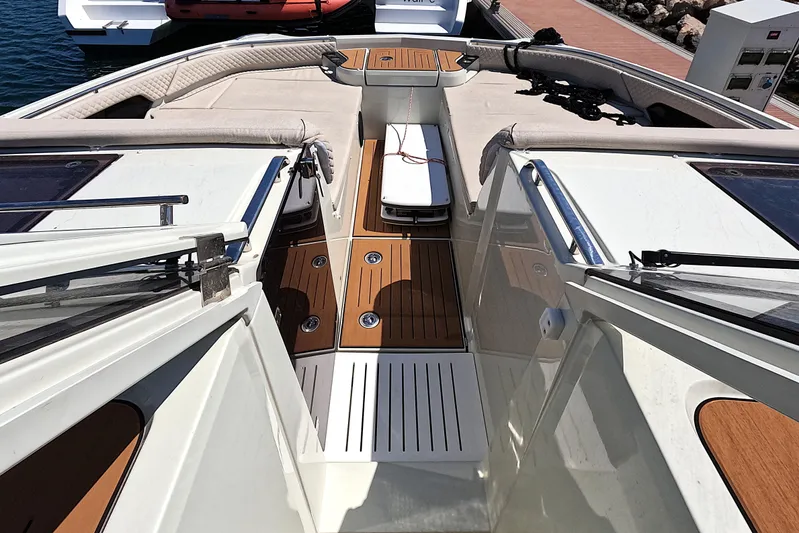  Yacht Photos Pics Luxurious Catana YOT 41 yacht deck, 2025 model, featuring sleek design and wood accents.