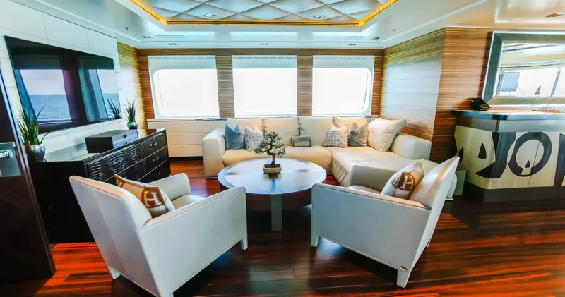 W Yacht Photos Pics Luxurious 2013 Feadship yacht interior with elegant seating and modern decor.