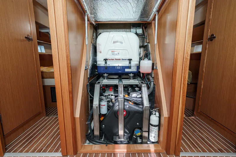 Tuanis Yacht Photos Pics Engine room of 2023 Bavaria C50 yacht with Fischer Panda generator.