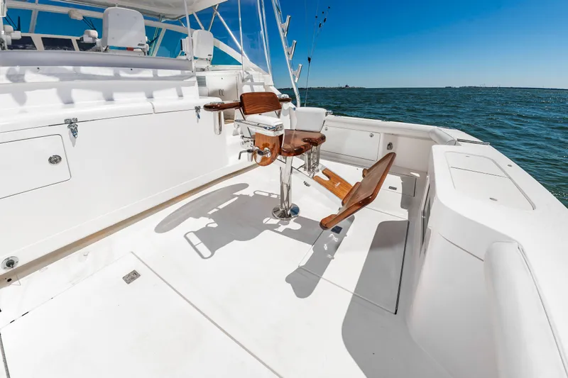 Salt Shaker Yacht Photos Pics Cabo 40 Express 2008 with fishing chair on open deck.