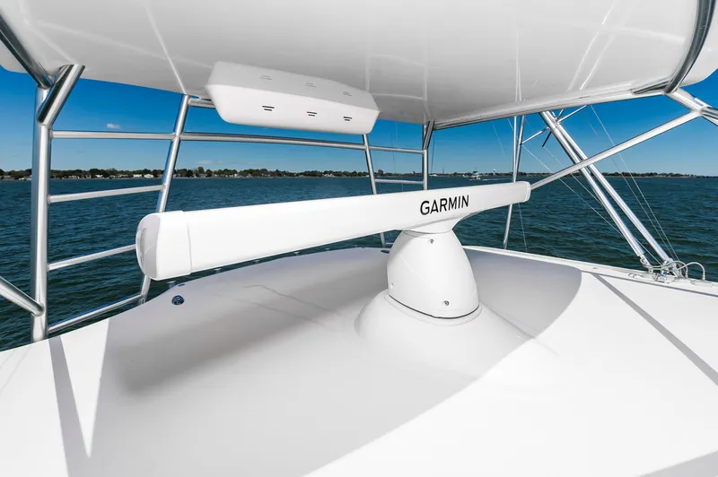 Salt Shaker Yacht Photos Pics Garmin radar on 2008 Cabo 40 Express yacht at sea.