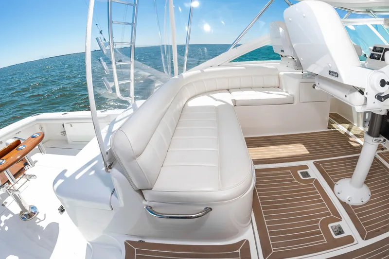 Salt Shaker Yacht Photos Pics Cabo 40 Express 2008 with white interior and ocean view.