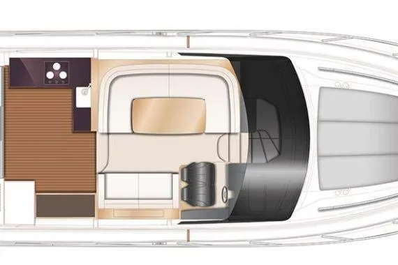  Yacht Photos Pics Top view layout of 2019 Princess F49 yacht interior design.