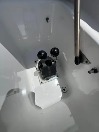  Yacht Photos Pics Close-up of 2001 Ocean 52 Convertible boat controls in cockpit.