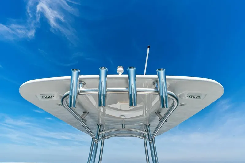  Yacht Photos Pics 2024 Custom Center Console High Ground Boatworks against clear blue sky.