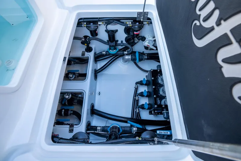  Yacht Photos Pics 2024 Yellowfin 39 boat interior wiring and plumbing system.