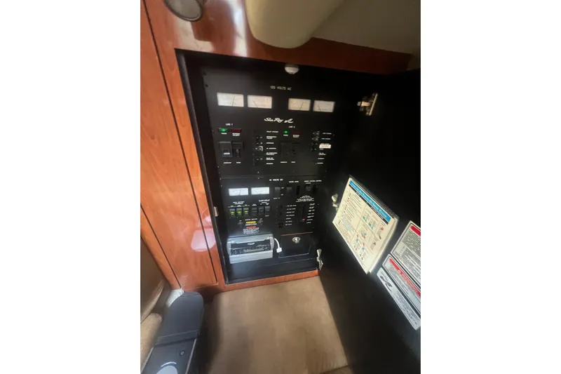  Yacht Photos Pics Electrical control panel inside a 2005 Sea Ray 360 Sundancer yacht.
