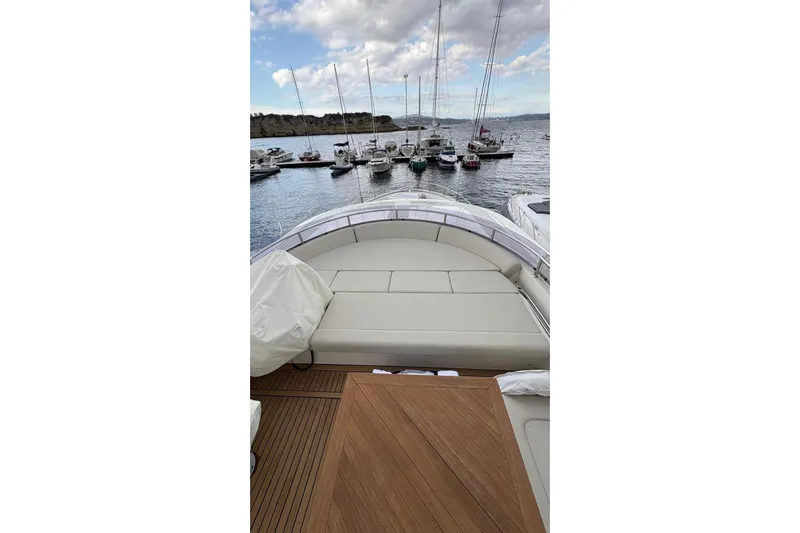  Yacht Photos Pics Luxurious 2008 Apreamare Maestro 65 yacht deck with marina view.