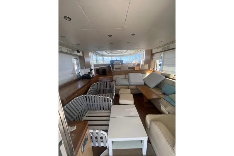  Yacht Photos Pics Luxurious interior of 2008 Apreamare Maestro 65 yacht with elegant seating and modern design.