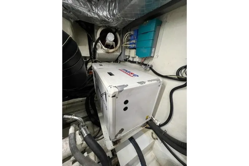  Yacht Photos Pics Engine room of 2008 Apreamare Maestro 65 yacht with generator and wiring.