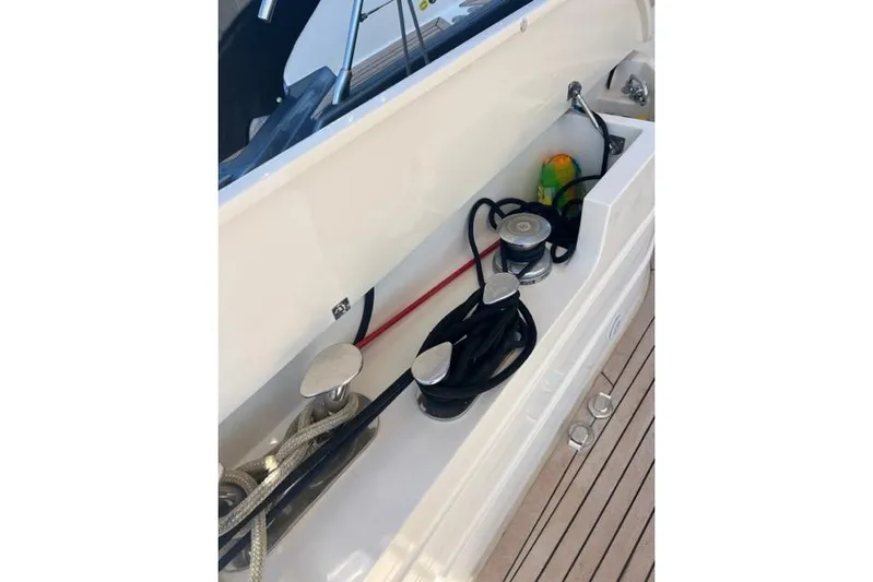  Yacht Photos Pics Storage compartment on 2008 Apreamare Maestro 65 yacht with ropes and equipment.