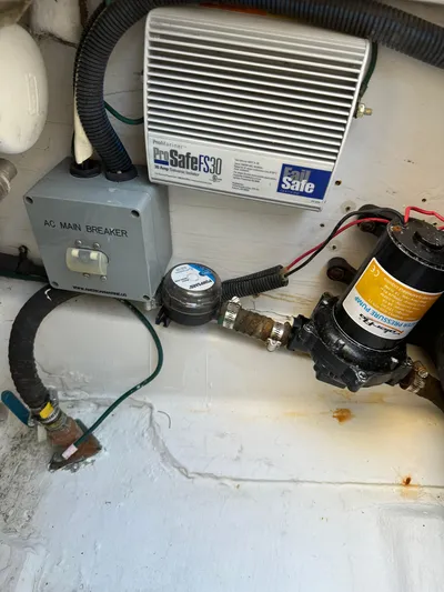  Yacht Photos Pics 2006 Albin 28 Tournament Express engine compartment with electrical components and wiring.