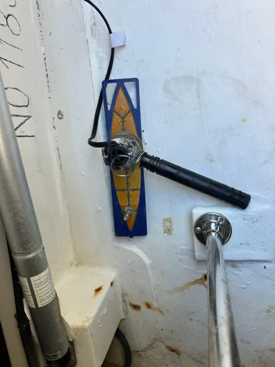  Yacht Photos Pics 2006 Albin 28 Tournament Express boat interior with mounted equipment and railing.