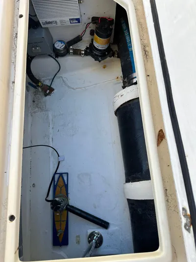  Yacht Photos Pics 2006 Albin 28 Tournament Express engine compartment with visible components and wiring.