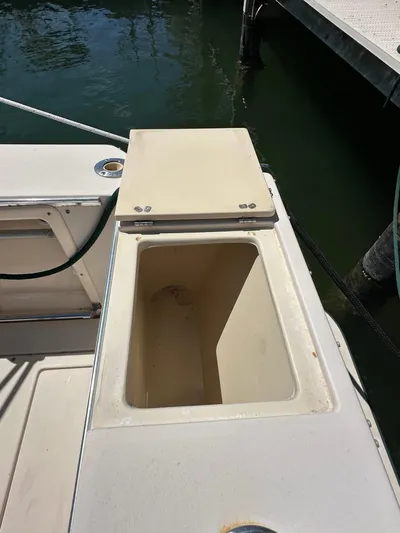  Yacht Photos Pics Open storage compartment on 2006 Albin 28 Tournament Express boat.