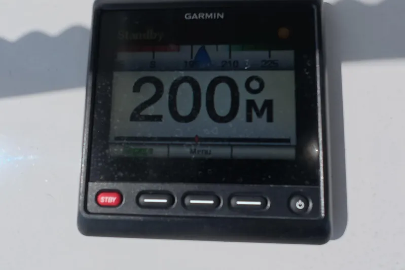  Yacht Photos Pics Garmin display on 2023 Invincible 33 Catamaran showing 200 meters.