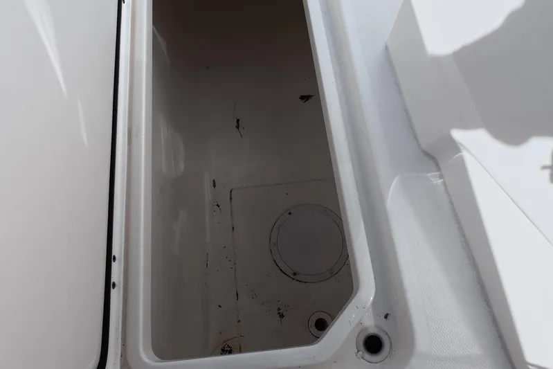  Yacht Photos Pics Storage compartment of 2023 Invincible 33 Catamaran, featuring a clean, spacious interior.
