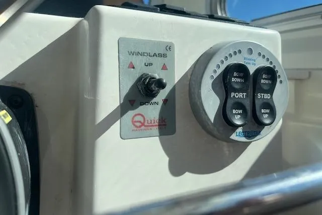  Yacht Photos Pics Control panel of a 2008 Back Cove 29 boat, featuring windlass and bow controls.