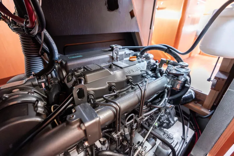 Resiliance Yacht Photos Pics Engine of 2013 Beneteau Oceanis 50 sailboat, showcasing detailed mechanical components.