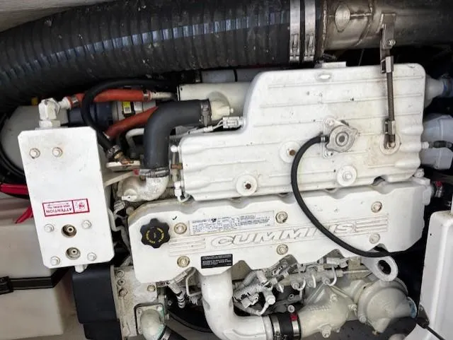  Yacht Photos Pics Engine of 2007 Glacier Bay 3480 Ocean Runner, featuring Cummins components and detailed mechanical parts.