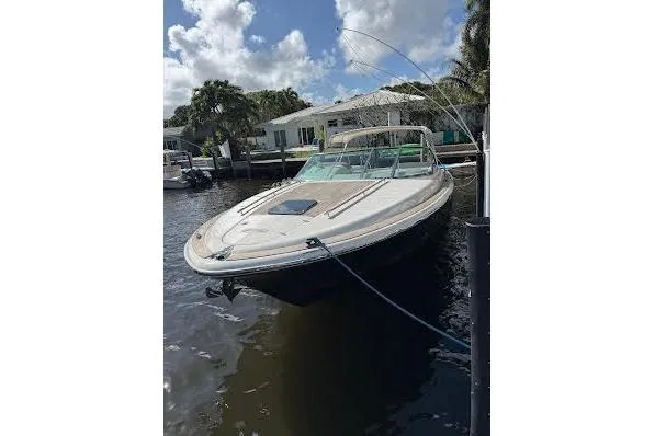 Andiamo Yacht Photos Pics 2006 Chris Craft Corsair Heritage boat docked on a sunny day.
