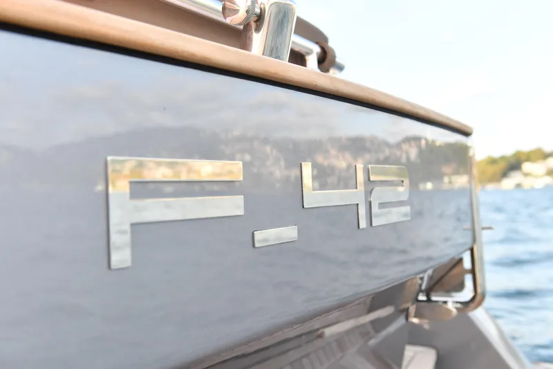 Falcon F-42 2x440 Hp Yanmar Yacht Photos Pics 2025 Falcon Yachts F-42, featuring sleek design and powerful Yanmar engines, on the water.