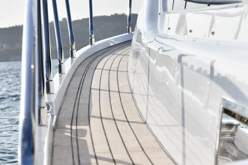 Falcon F-42 2x440 Hp Yanmar Yacht Photos Pics Sleek deck of 2025 Falcon Yachts F-42, featuring modern design and ocean view.