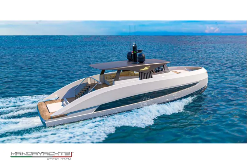  Yacht Photos Pics Modern 2025 MandaYachts S06 cruising on open sea, showcasing sleek design and luxury.