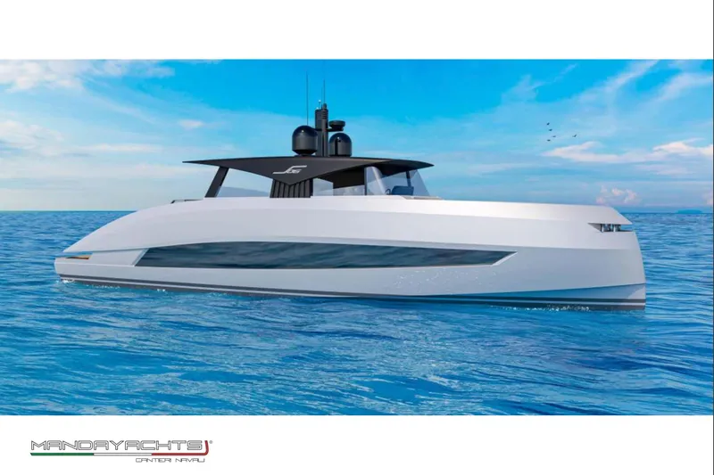  Yacht Photos Pics 2025 MandaYachts S06 luxury yacht cruising on open sea under clear blue sky.