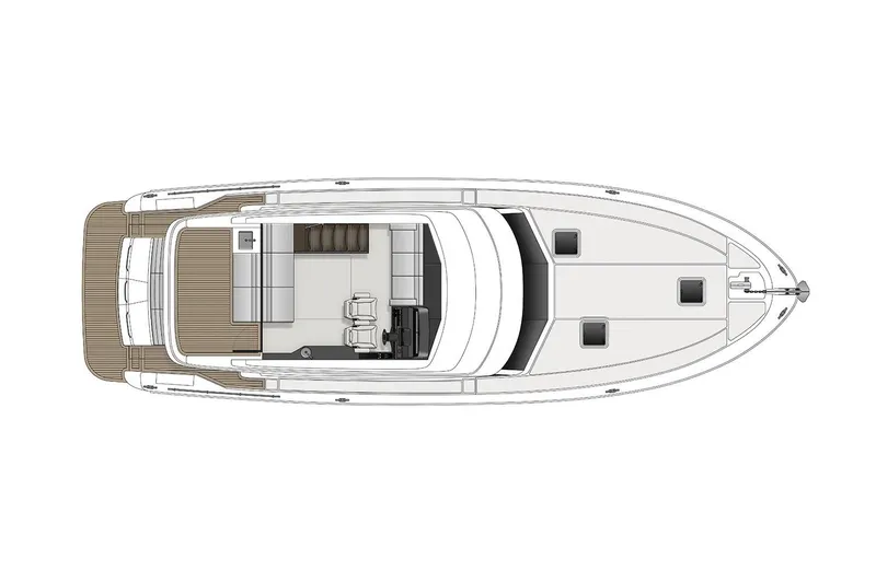 Rosewood Yacht Photos Pics Top view layout of 2020 Maritimo M51 yacht, showcasing interior and deck design.