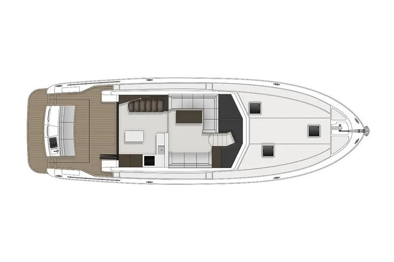 Rosewood Yacht Photos Pics Top view layout of a 2020 Maritimo M51 yacht interior design.