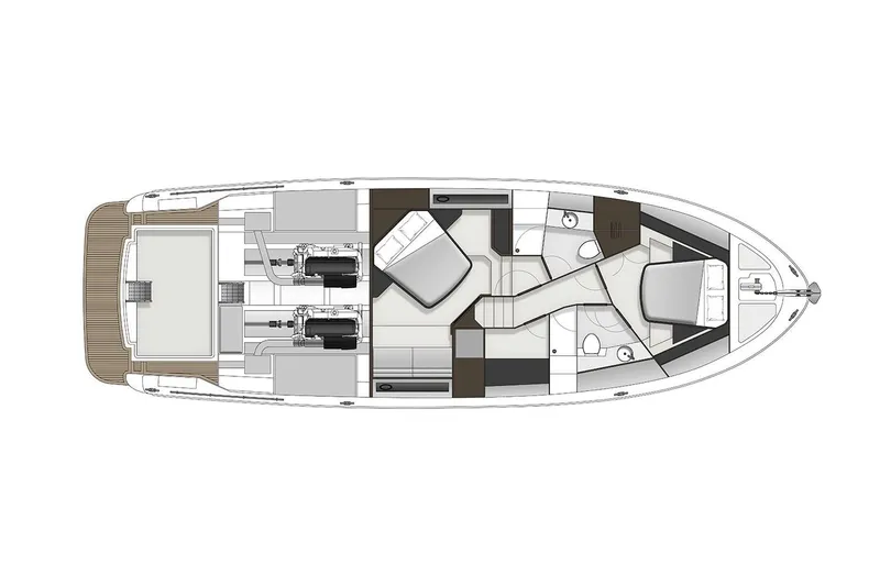 Rosewood Yacht Photos Pics Floor plan of a 2020 Maritimo M51 yacht, showcasing interior layout and engine placement.