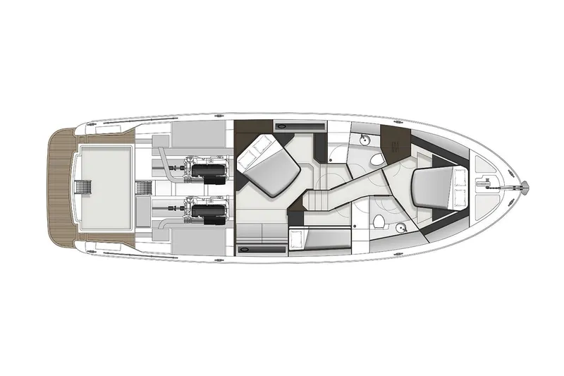 Rosewood Yacht Photos Pics 2020 Maritimo M51 yacht floor plan, showcasing interior layout and engine placement.