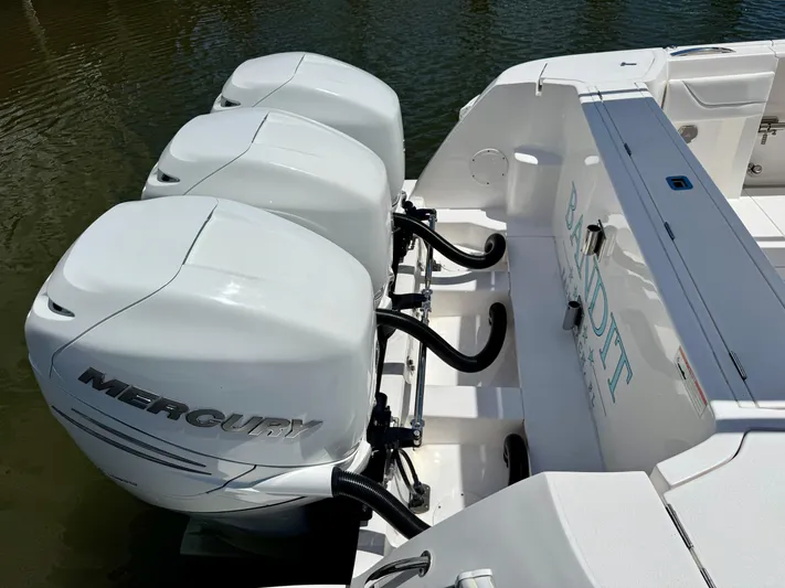  Yacht Photos Pics Triple Mercury outboard engines on a 2020 Intrepid 375 Nomad FE boat.