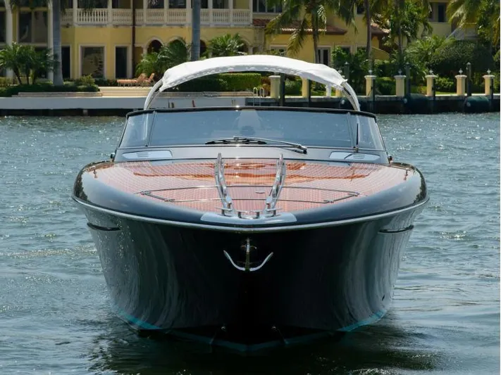  Yacht Photos Pics 2014 Riva Rivarama Super 44 luxury yacht on water, front view.