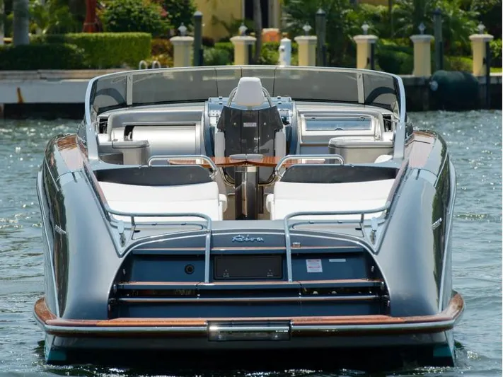  Yacht Photos Pics 2014 Riva Rivarama Super 44 luxury yacht on water, rear view.