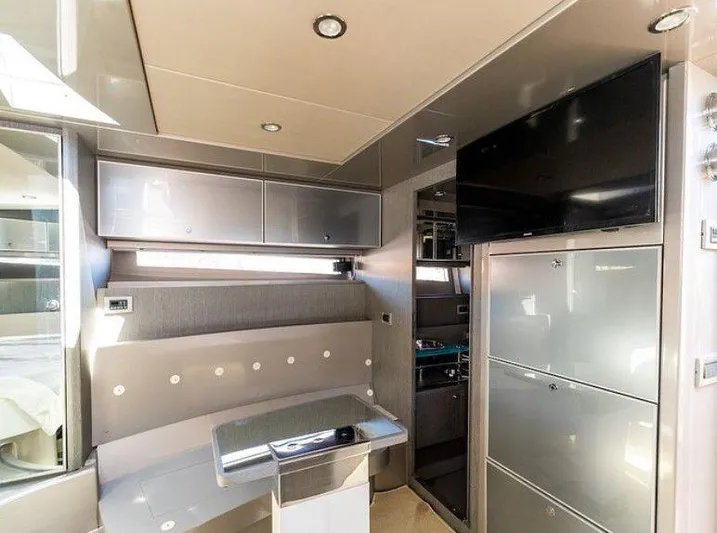  Yacht Photos Pics Luxurious interior of 2014 Riva Rivarama Super 44 yacht with modern furnishings and sleek design.