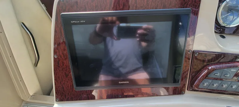  Yacht Photos Pics Garmin GPS display on 2008 Sea Ray 350 Sundancer boat dashboard.