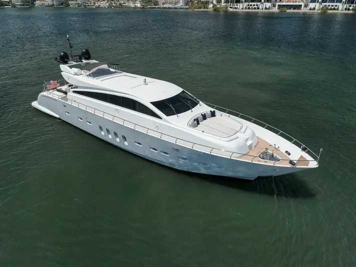 U Wish Yacht Photos Pics 2008 Arno Leopard Open Sport Yacht on calm water, showcasing sleek design and luxury features.