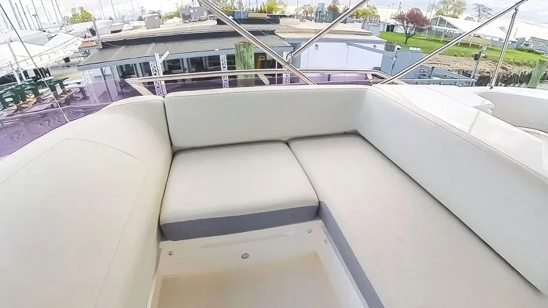 Above Deck Yacht Photos Pics Luxurious seating area on 2018 Princess S60 yacht deck.