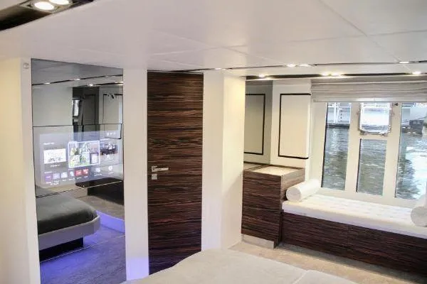  Yacht Photos Pics Luxurious interior of a 2012 Absolute 70 yacht with modern design and waterfront view.