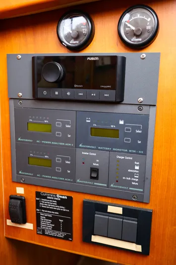 4814ak Yacht Photos Pics Control panel with gauges and switches on a 2009 Legacy 32 boat.