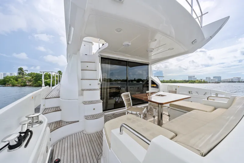  Yacht Photos Pics Luxurious 2016 Azimut 54 Flybridge yacht with spacious deck and seating area.