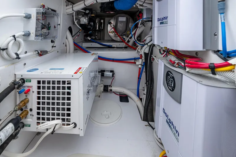  Yacht Photos Pics Engine room of 2025 HCB 48 Campeon with advanced electrical systems and wiring.