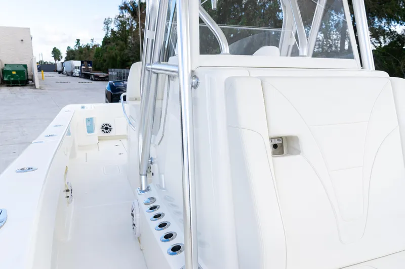  Yacht Photos Pics 2021 SeaVee 322Z boat with sleek white interior and modern design features.