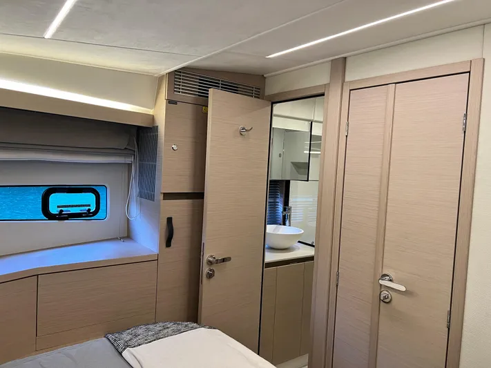  Yacht Photos Pics Luxurious interior of 2023 Prestige 420S yacht with modern design and elegant finishes.